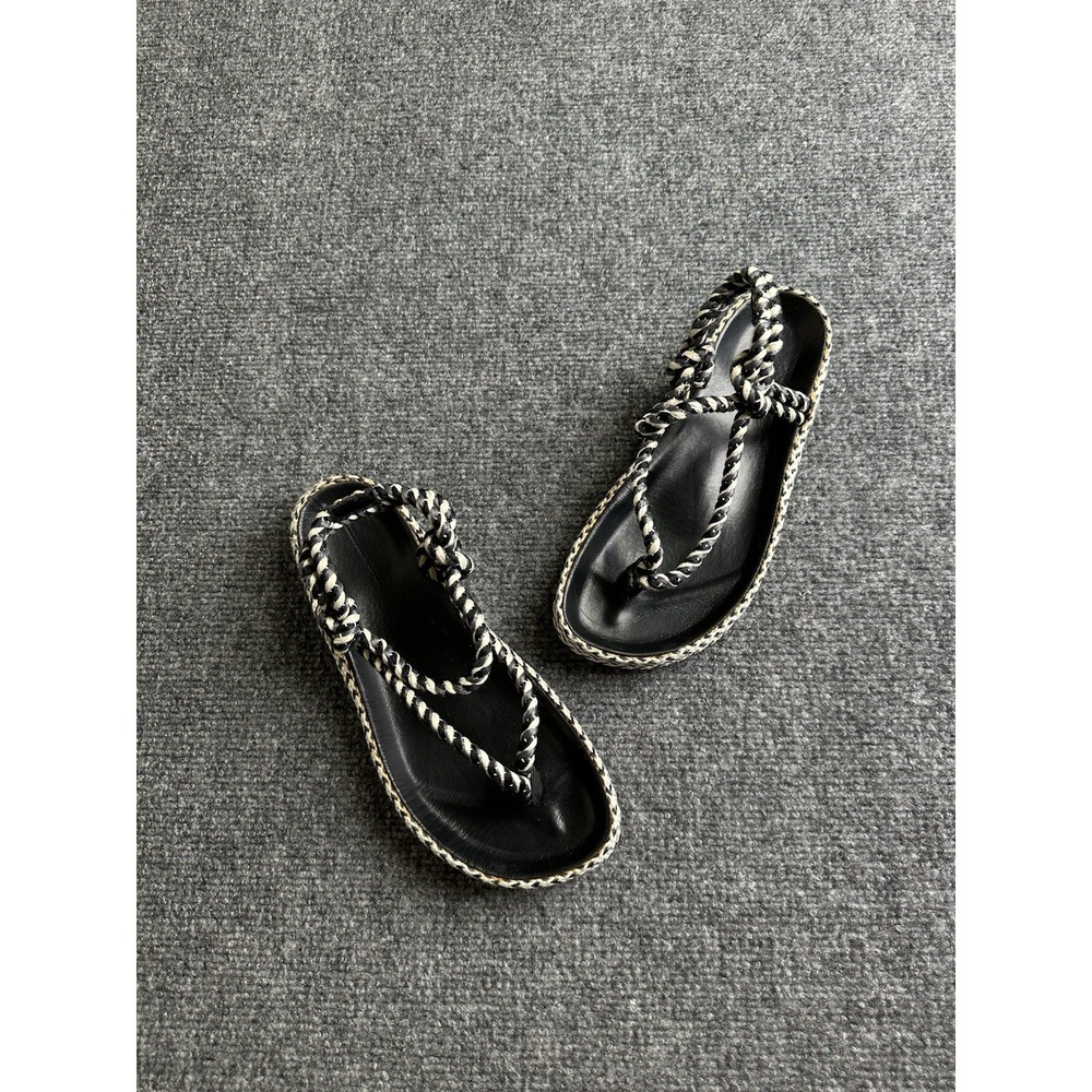 Women's Isabel Marant Etoile Leather Braided Thong Sandals Portugal, Size US 7.5